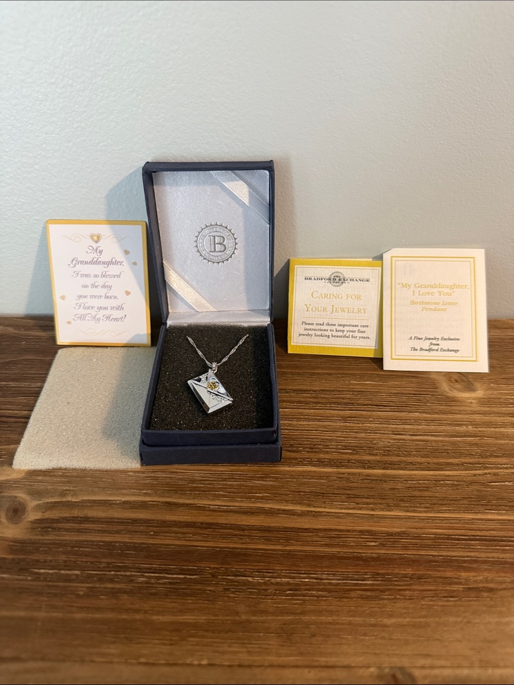 Birthstone(November) Letter Necklace For Granddaughter - Picture 4 of 15